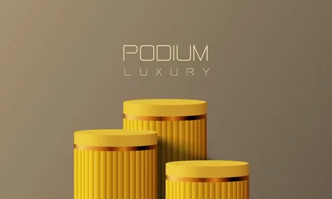 Abstract yellow gold podium empty room 3d shape design for product display Stock Illustration