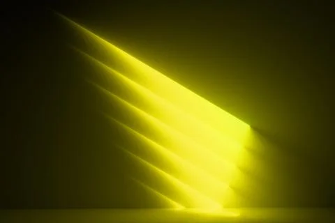 Abstract yellow gradient rays in a row of neon light on a black background. 3 イラスト素材