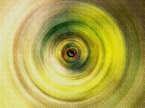 Abstract Yellow Green Concentric Vortex With Grainy Texture and Circular Mo.. Stock Illustration
