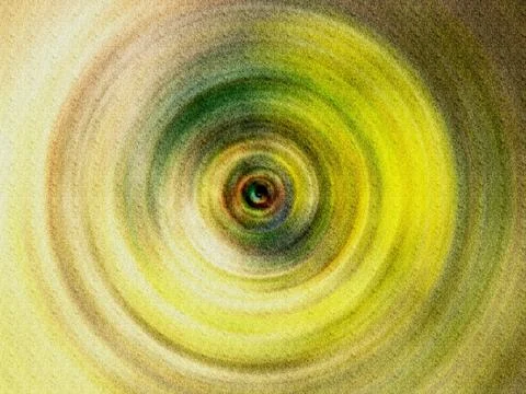 Abstract Yellow Green Concentric Vortex With Grainy Texture and Circular Mo.. Stock Illustration
