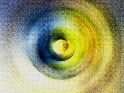 Abstract Yellow Green Concentric Vortex With Grainy Texture and Circular Mo.. Stock Illustration