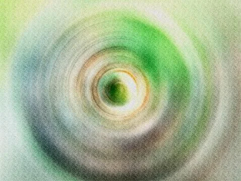 Abstract Yellow Green Concentric Vortex With Grainy Texture and Circular Mo.. Stock Illustration