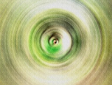 Abstract Yellow Green Concentric Vortex With Grainy Texture and Circular Mo.. イラスト素材