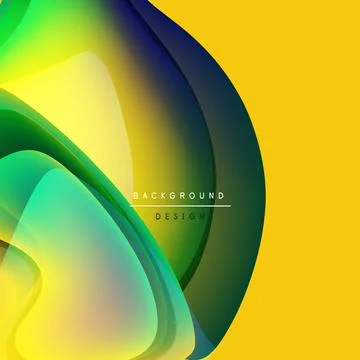 Abstract yellow, green layers create dynamic flow. Modern design elements Illustrazione stock