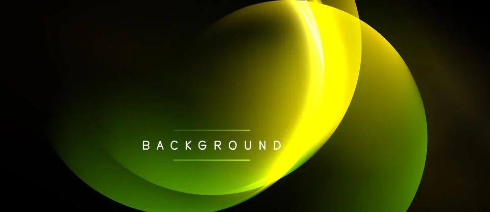 Abstract yellow, green layers create dynamic flow. Dark background emphasizes 库存插图