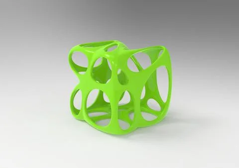 Abstract yellow green plastic cube shape. 3d rendering illustration Stock Illustration