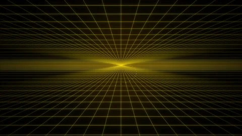 Abstract Yellow Grid Perspective Tunnel Background, Futuristic Digital Spac.. Stock Footage 346660703