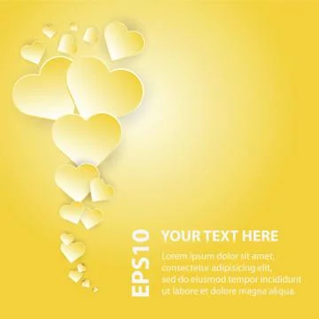 Abstract yellow hearts on background Stock Illustration