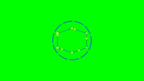 Abstract yellow hexagon geometric shape against a vibrant green background Stock Footage 340265969