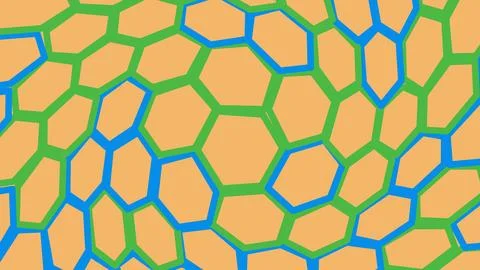 Abstract yellow hexagon pattern with blue and green lines Stock Illustration