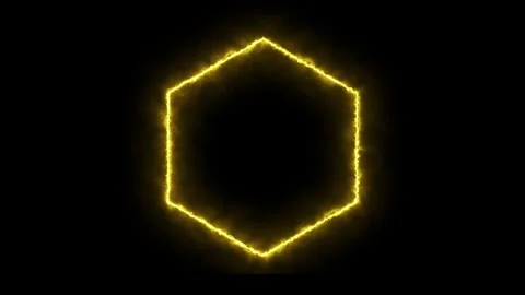 Abstract yellow hexagon shape on black background Stock Footage 328385828
