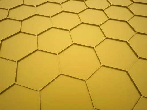 Abstract yellow hexagonal background rendered Stock Illustration