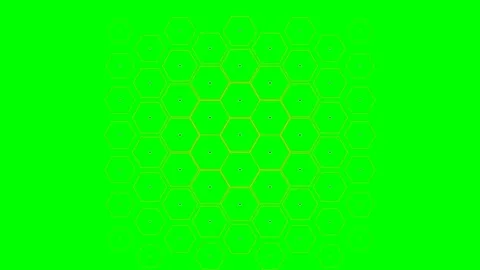 Abstract yellow hexagonal grid pattern on a vibrant green background Stock Footage 340266814