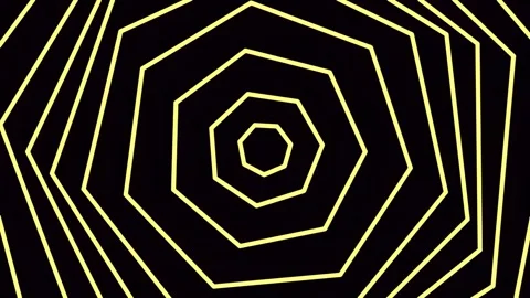Abstract yellow hexagonal tunnel background loop pattern on dark screen 動画素材 340377922