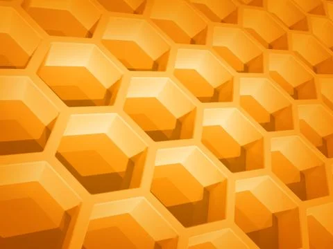 Abstract yellow honeycomb structure background. 3d render illustration 스톡 일러스트