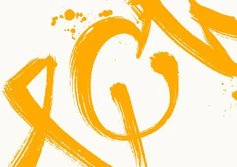 Abstract Yellow Ink Brush Stroke Vector Stock Illustration