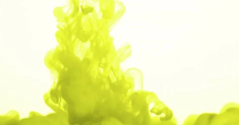 Abstract yellow ink splash splatter in water on white background Video stock 76896377