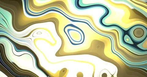 Abstract yellow iridescent liquid epoxy acrylic resin swirling twisted line.. Stock Illustration