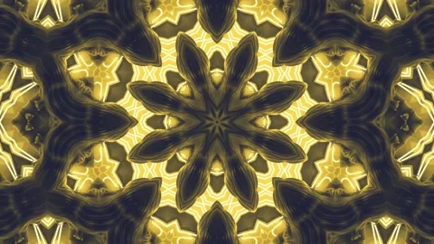 Abstract Yellow Kaleidoscope Patterns. 4K Geometric Animation Background Stock Footage 140744289