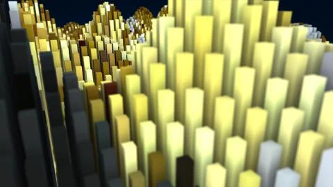 Abstract yellow landscape of futuristic rectangles moving waves background 스톡 일러스트