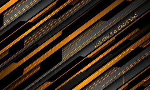Abstract yellow light silver grey metal black cyber futuristic technology Stock Illustration
