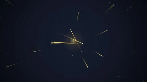 Abstract Yellow Light Streaks Exploding Outward in Dark Starry Sky Vidéo 348570087