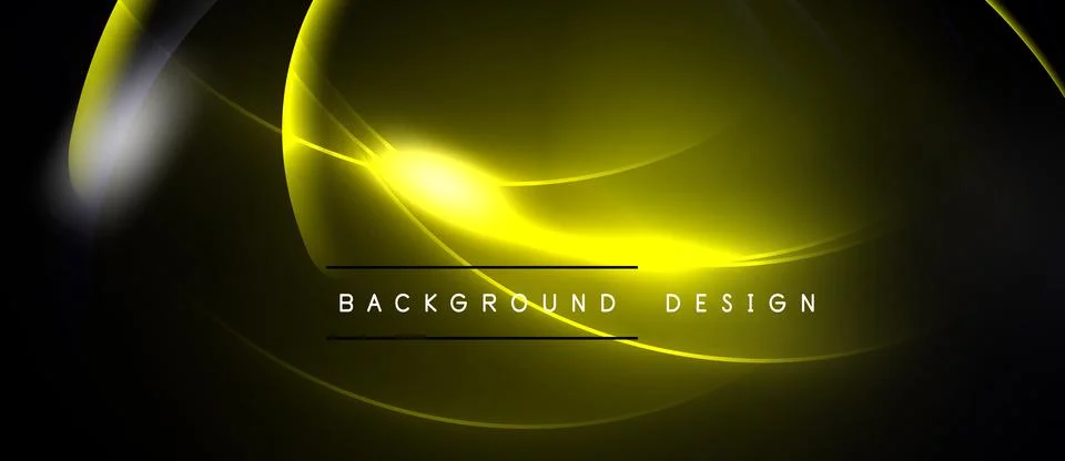 Abstract yellow lines create flowing shapes over black background. Modern d.. Stock Illustration