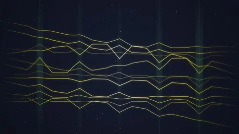 Abstract Yellow Lines Data Flow on Dark Background, Futuristic Digital Wave.. Stock Footage 348414342