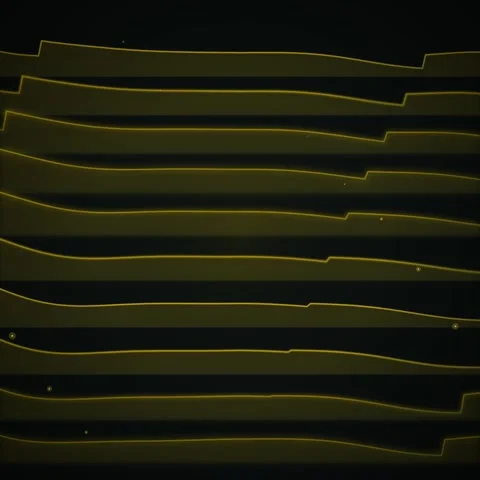 Abstract Yellow Lines Flowing on Dark Background - Futuristic Tech Pattern Stock Footage 347809463