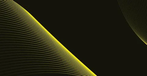Abstract yellow lines pattern on a dark background featuring dynamic curved wave Stock-Illustration