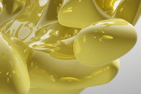Abstract yellow liquid drops splashing on a white background - illustration, Illustrazione stock
