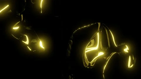 Abstract Yellow Liquid Fluid, 4K 60FPS Motion Background Video, Neon Glowing Stock Footage 232388013