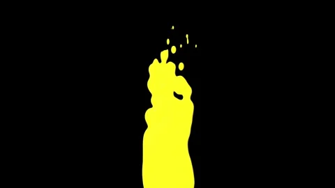 Abstract yellow liquid shape animation against black background a fluid Video stock 336626954
