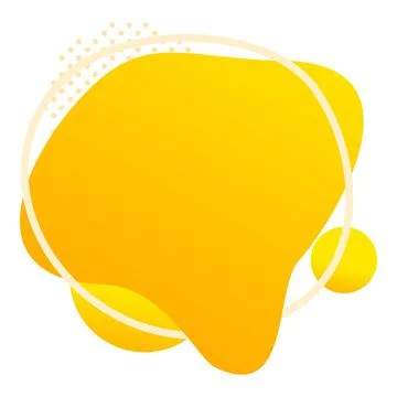 Abstract yellow liquid shape with circle frame over white background Stock Illustration