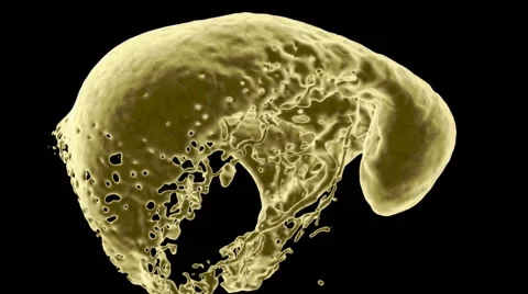 Abstract yellow liquid splashes and keeps rotating, alpha included (FULL HD) Vidéo 40757870