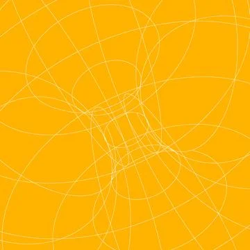 Abstract yellow mathematical background featuring multiple thin white curved Stock Illustration