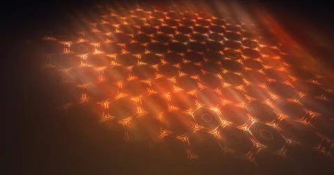 Abstract yellow orange background pattern of hexagons glowing futuristic di.. Stock Photos