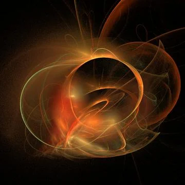 Abstract yellow-orange drawing linear on a black background, wallpaper, desig Stock-Illustration