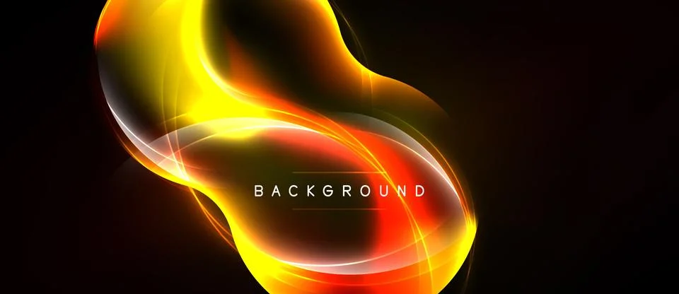 Abstract yellow, orange light waves. Dynamic curves create glowing background Stock Illustration