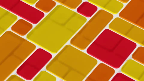 Abstract Yellow, Orange &amp; Red Background Loop - Glass 3D Plates Over White Tiles Stock Footage 278615432