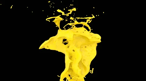 Abstract yellow paint splash in slow motion, alpha channel included (FULL HD) Video stock 51550200