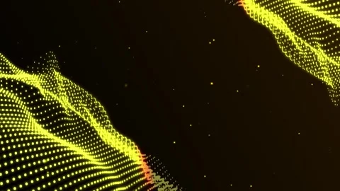 Abstract Yellow Particle Wave Motion on Dark Background Stock Footage 306113933