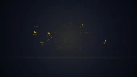 Abstract Yellow Particles Floating on Dark Textured Background, Digital Mot.. Stock Footage 348420815