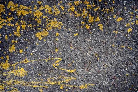 Abstract yellow pattern on the asphalt Stock Photos