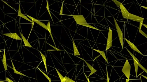 Abstract yellow plexus connected triangle line moving technology futuristic.. Stock Footage 295187694