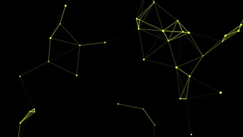 Abstract Yellow Plexus Network Connection on Black Background Video stock 343100318
