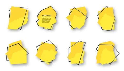 Abstract yellow polygonal text frame banner set Stock Illustration