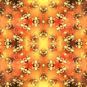 Abstract yellow red black regular geometric fractal decorative pattern Stock Illustration