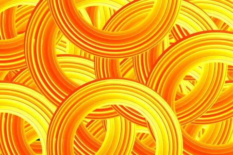 Abstract Yellow Red Concentric 3D Circles Illustration Illustrazione stock