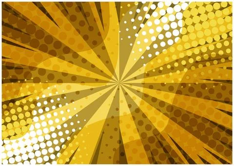 Abstract yellow retro comic background with waves Stock Illustration